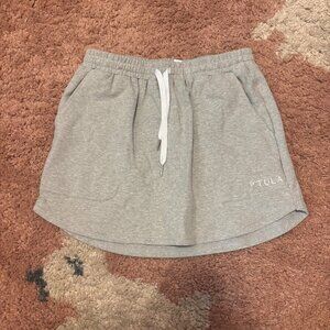 P’tula Womens XS Gray Pull On Mini Skirt Cozy Active Drawstring Pockets